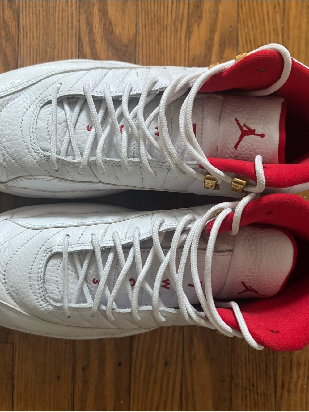 Air Jordan 12 Retro FIBA White Red Gold Sneakers 130690-107 Size 10 - Picture 7 of 12